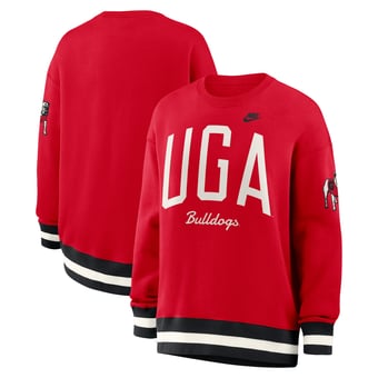 Women's Nike  Red Georgia Bulldogs Oversized Legacy Arch Phoenix Sweatshirt