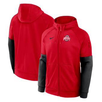Men's Nike  Scarlet Ohio State Buckeyes Primetime Primary Logo Therma-FIT Raglan Full-Zip Hoodie