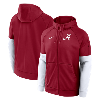 Men's Nike  Crimson Alabama Crimson Tide Primetime Primary Logo Therma-FIT Raglan Full-Zip Hoodie