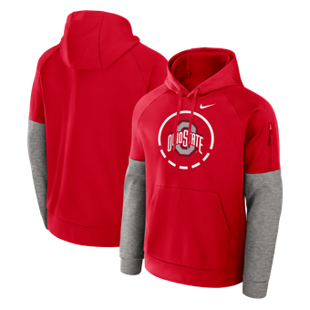 Men's Nike  Scarlet Ohio State Buckeyes Primetime Basketball Therma-FIT Raglan Fleece Hoodie