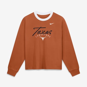 Women's Nike  Texas Longhorns Texas Orange Ringer Boxy Long Sleeve T-Shirt