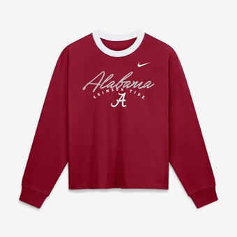 Women's Nike  Alabama Crimson Tide Crimson Ringer Boxy Long Sleeve T-Shirt