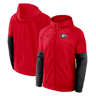 Men's Nike  Red Georgia Bulldogs Primetime Primary Logo Therma-FIT Raglan Full-Zip Hoodie