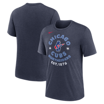 Men's Nike Heather Navy Chicago Cubs Electric Bear Tri-Blend T-Shirt