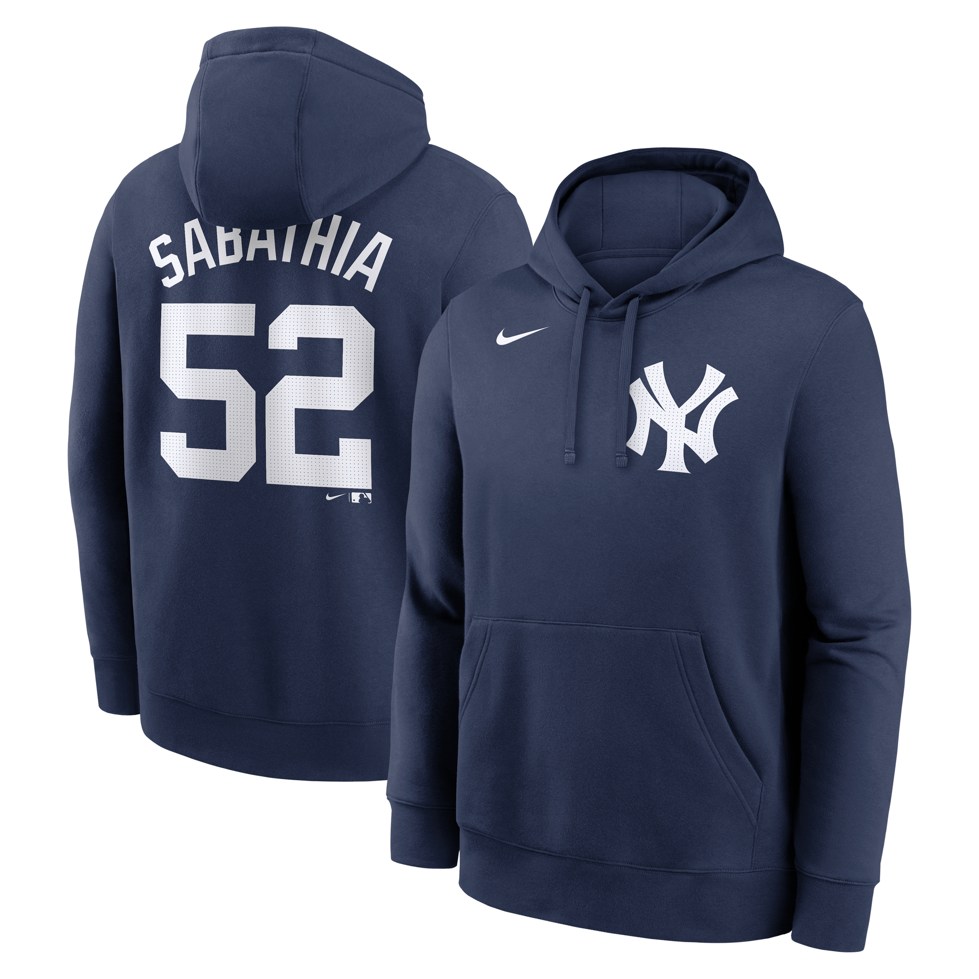 Men's Nike CC Sabathia Navy New York Yankees Player Name & Number Club Pullover Hoodie