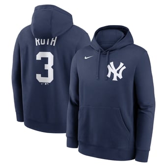 Men's Nike Babe Ruth Navy New York Yankees Player Name & Number Club Pullover Hoodie