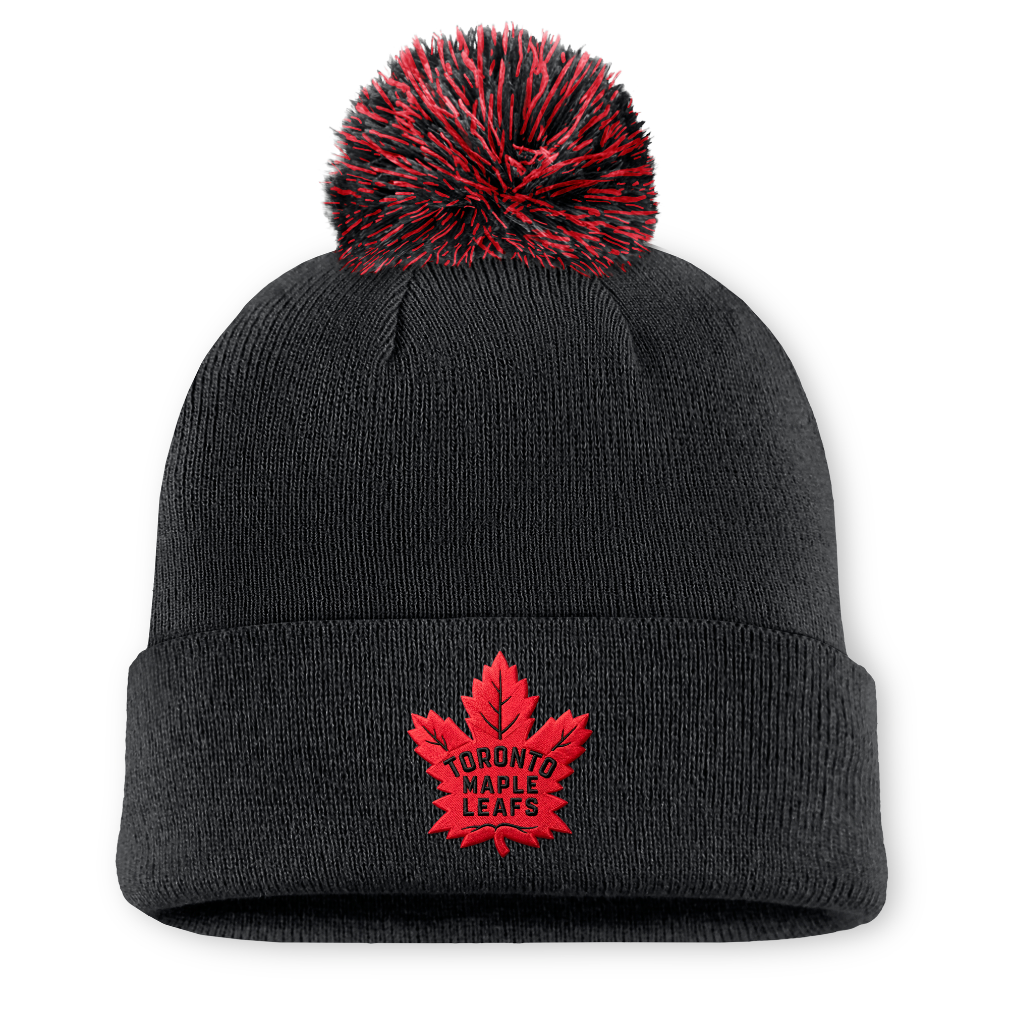 Men's Fanatics Black Toronto Maple Leafs Canada Military Appreciation Authentic Pro Cuffed Knit Hat with Pom