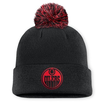 Men's Fanatics Black Edmonton Oilers Canada Military Appreciation Authentic Pro Cuffed Knit Hat with Pom