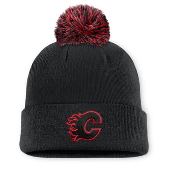 Men's Fanatics Black Calgary Flames Canada Military Appreciation Authentic Pro Cuffed Knit Hat with Pom