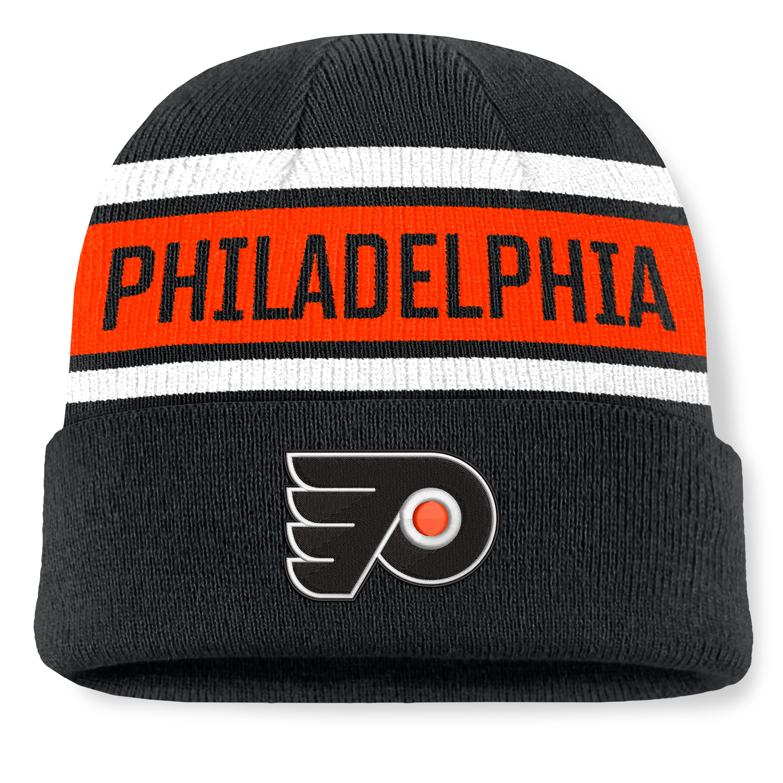 Men's Fanatics Black/Orange Philadelphia Flyers Heritage Cuffed Knit Hat