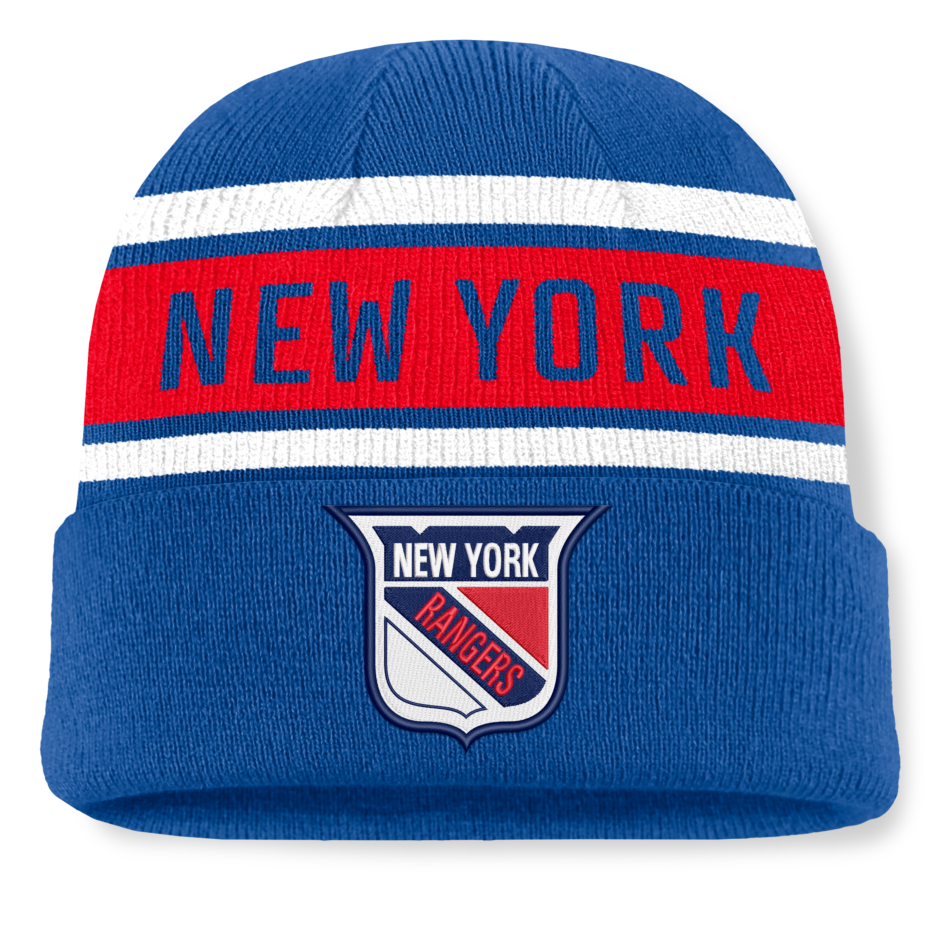 Men's Fanatics Royal/Red New York Rangers Heritage Cuffed Knit Hat