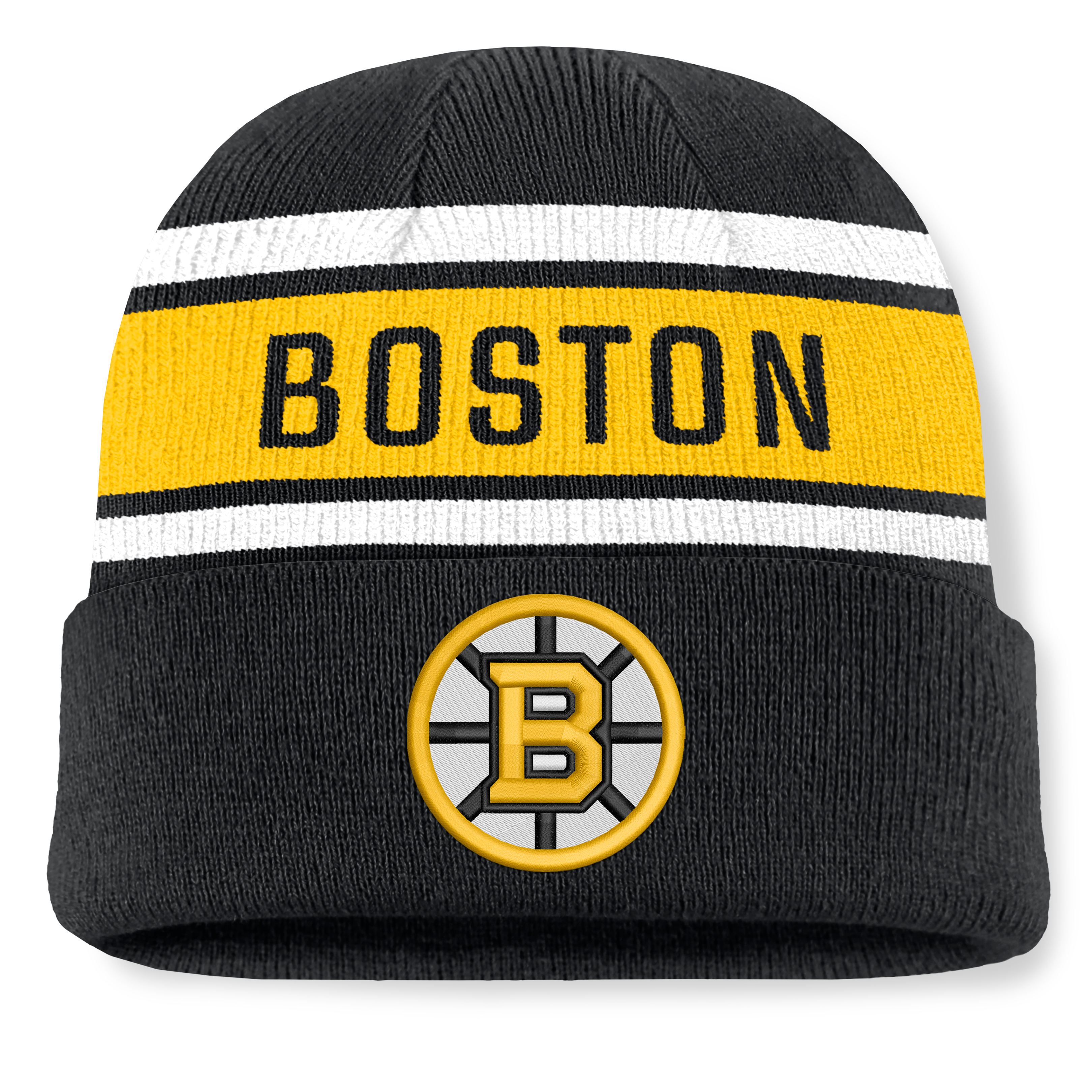Men's Fanatics Black/Gold Boston Bruins Heritage Cuffed Knit Hat