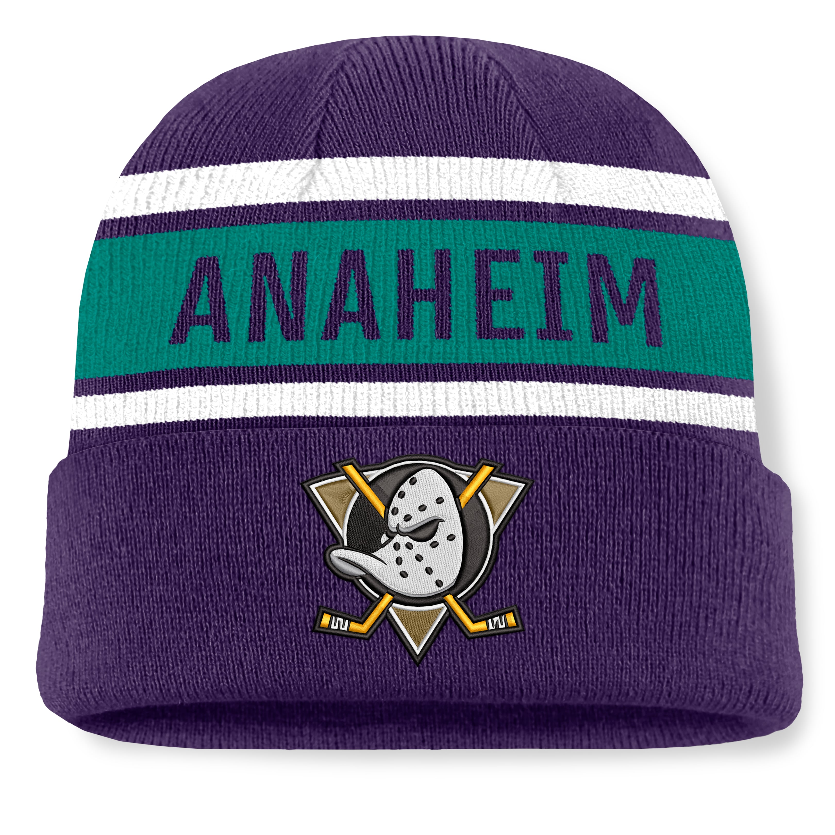 Men's Fanatics Purple/Teal Anaheim Ducks Heritage Cuffed Knit Hat