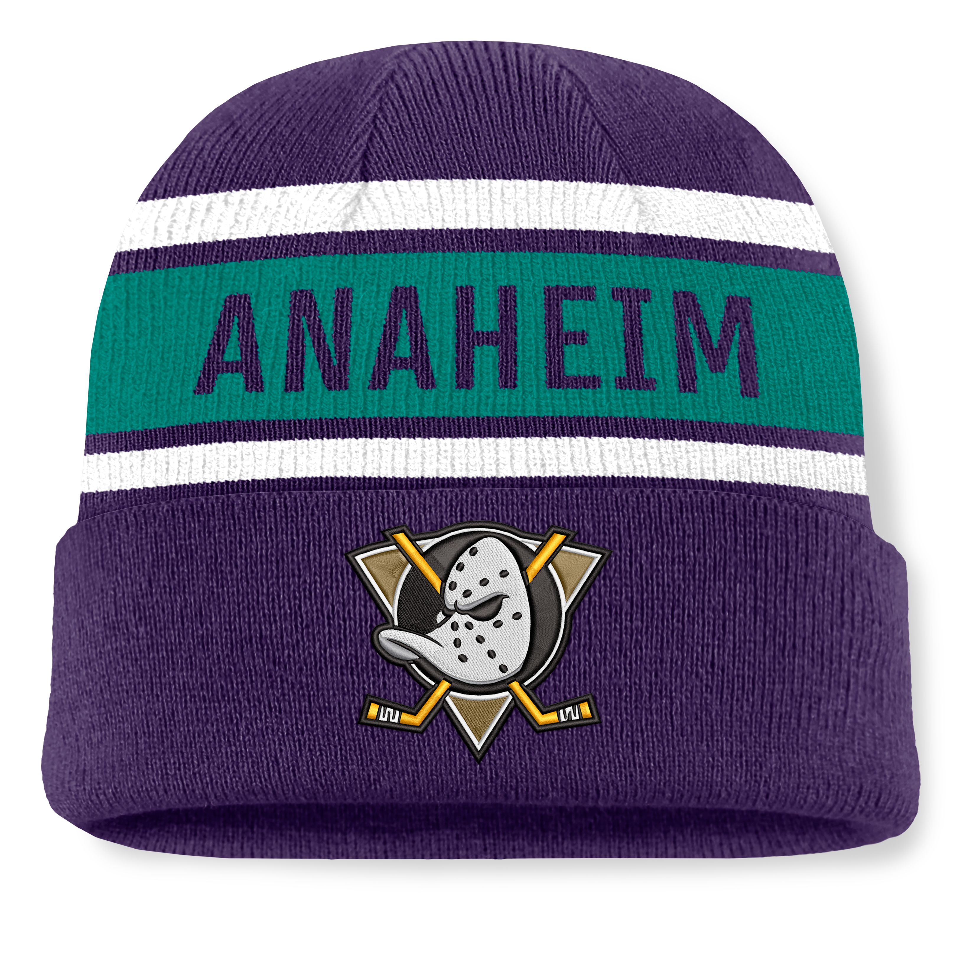 Men's Fanatics Purple/Teal Anaheim Ducks Heritage Cuffed Knit Hat