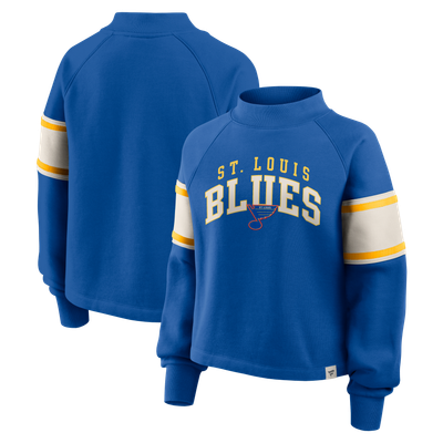 Women's Fanatics Royal St. Louis Blues Heritage Overtime Fleece Mockneck Sweatshirt