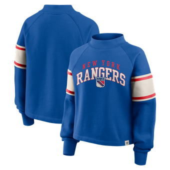 Women's Fanatics Royal New York Rangers Heritage Overtime Fleece Mockneck Sweatshirt