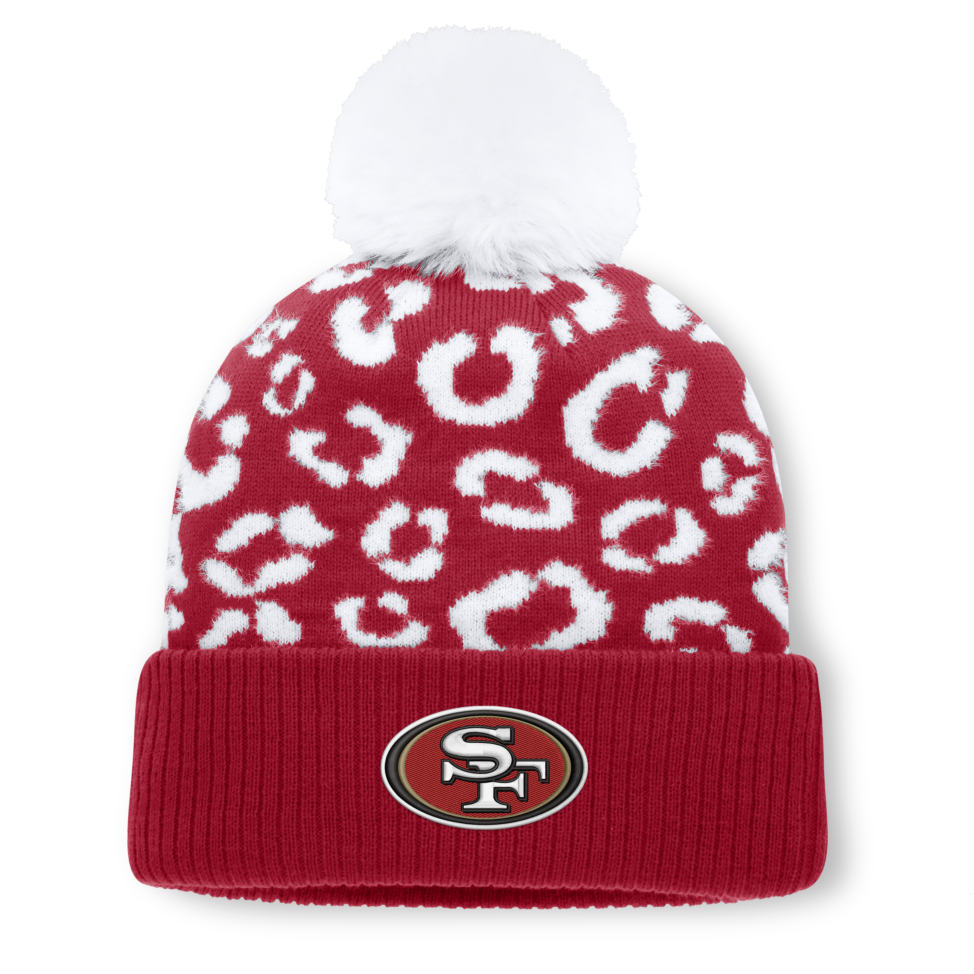 Women's Fanatics Scarlet San Francisco 49ers Blur Cuffed Knit Hat with Pom