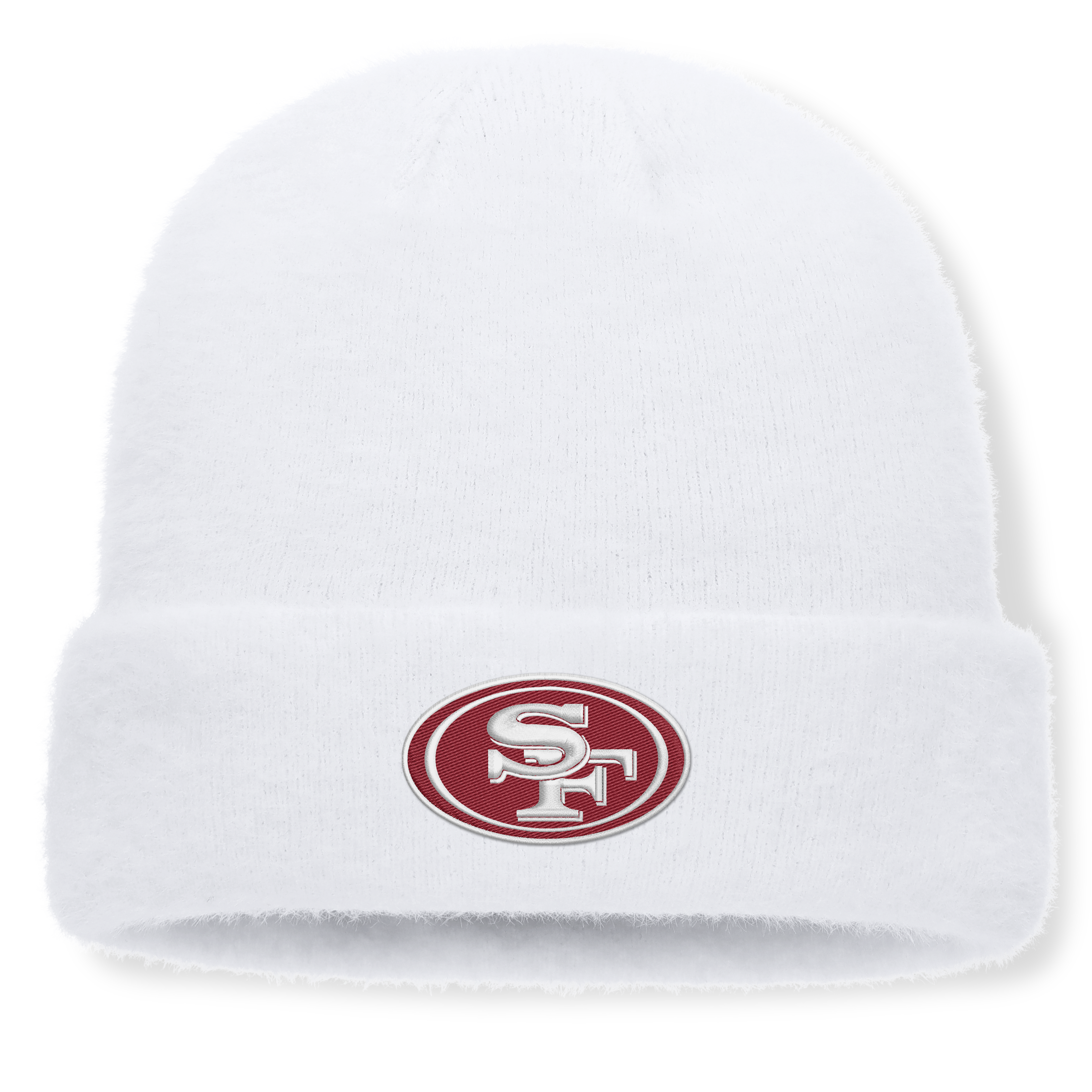 Women's Fanatics White San Francisco 49ers Puff Fuzzy Fleece Cuffed Knit Hat