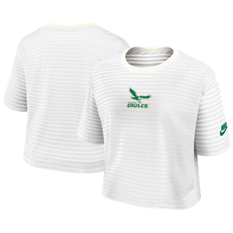 Women's Nike Yellow/Cream Philadelphia Eagles Striped Cropped T-Shirt
