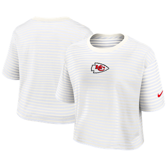 Women's Nike Yellow/Cream Kansas City Chiefs Striped Cropped T-Shirt