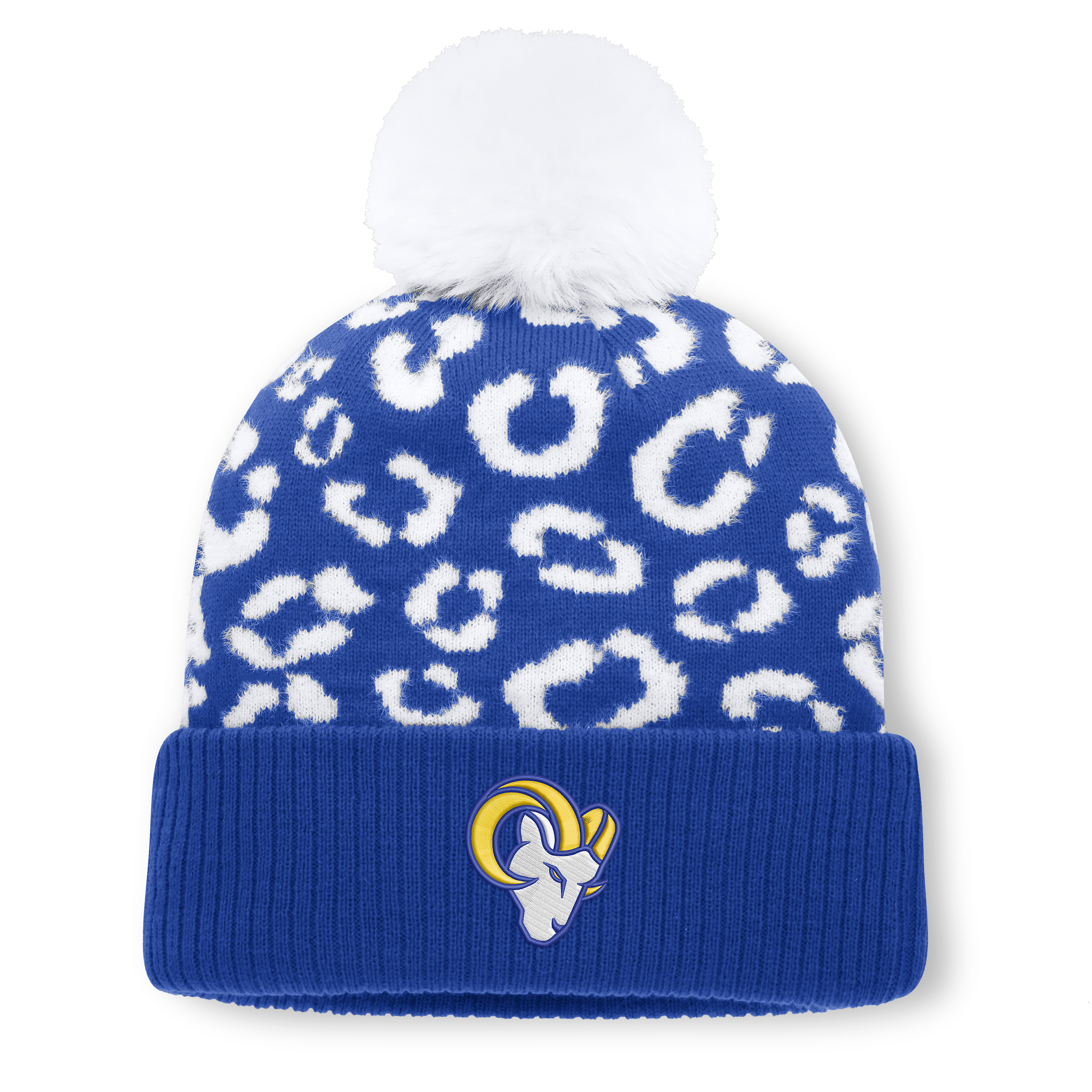 Women's Fanatics Royal Los Angeles Rams Blur Cuffed Knit Hat with Pom