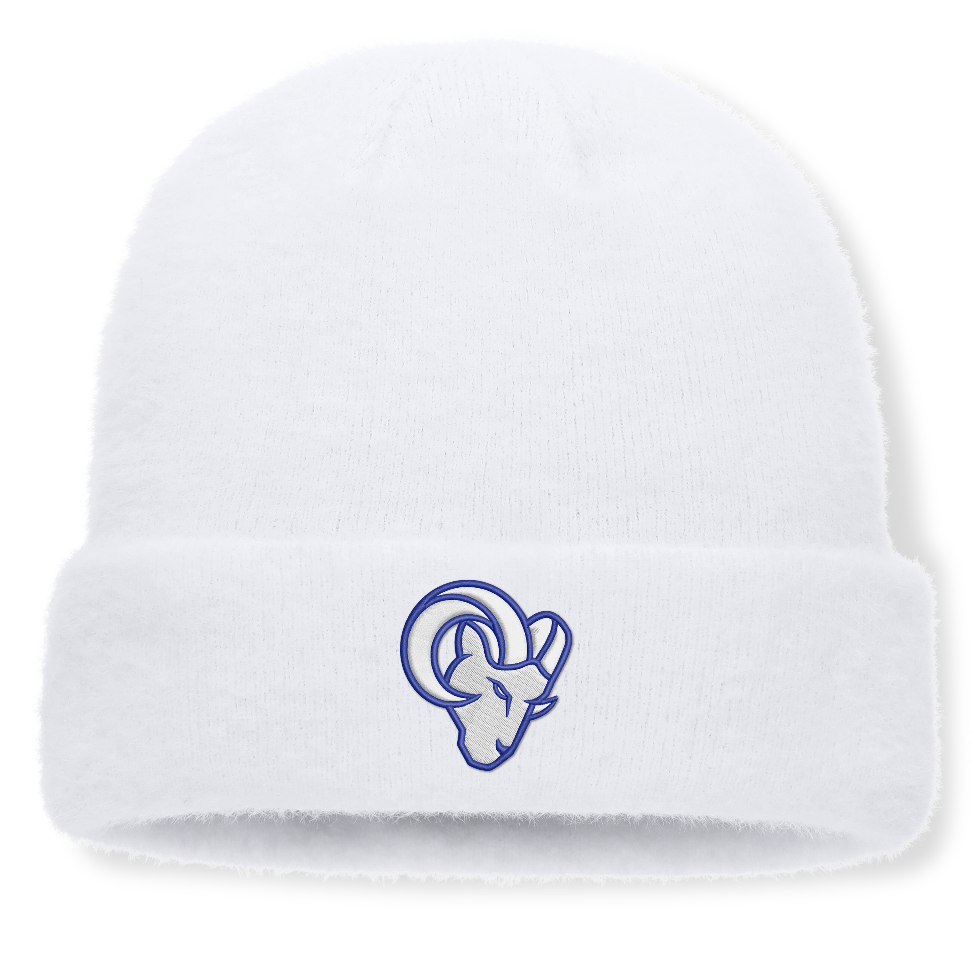 Women's Fanatics White Los Angeles Rams Puff Fuzzy Fleece Cuffed Knit Hat
