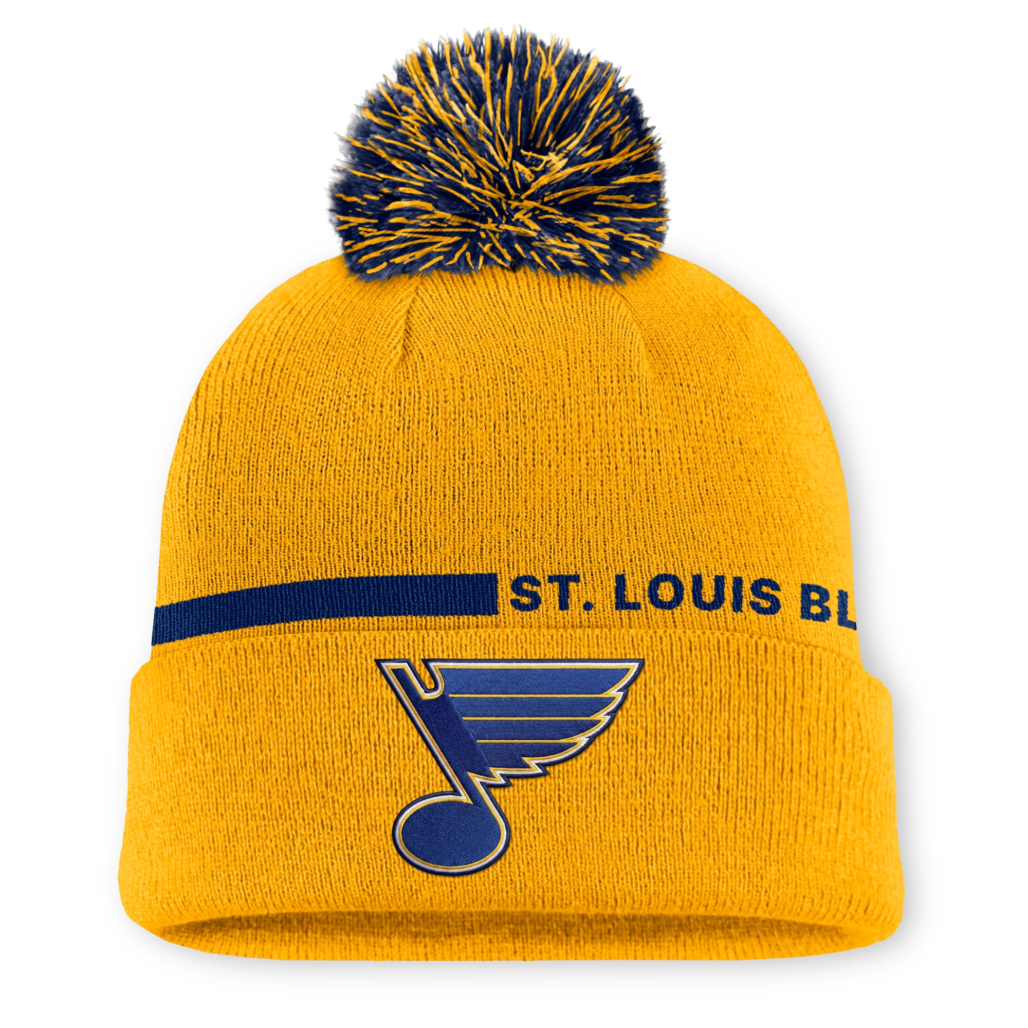 Men's Fanatics Gold St. Louis Blues Authentic Pro Alternate Cuffed Knit Hat with Pom