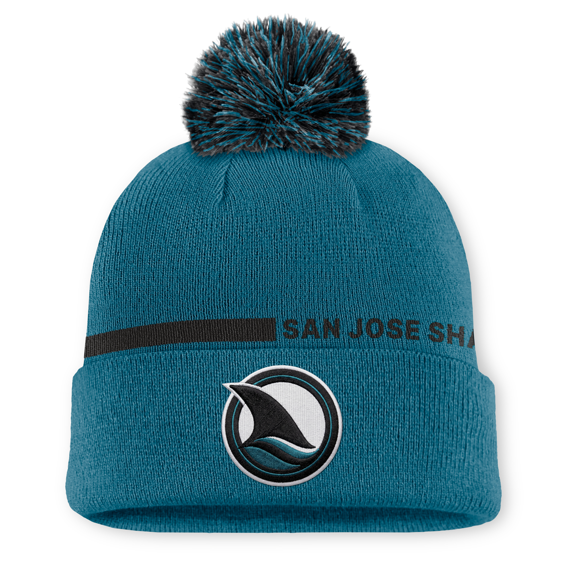 Men's Fanatics Teal San Jose Sharks Authentic Pro Alternate Cuffed Knit Hat with Pom