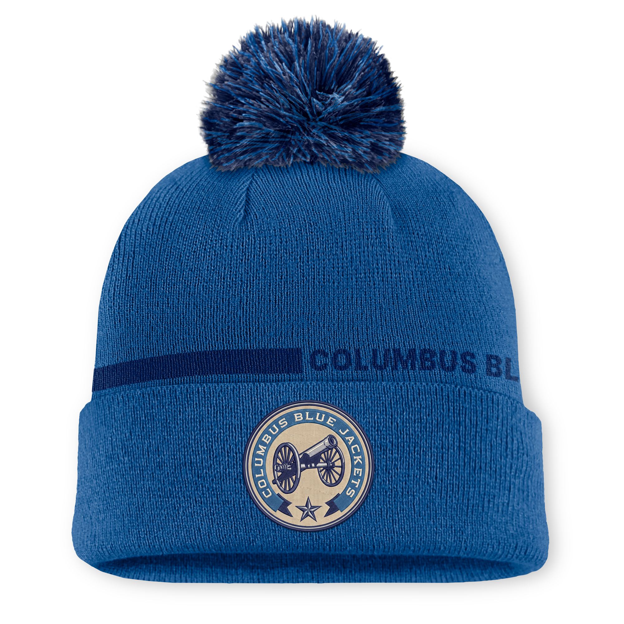 Men's Fanatics Blue Columbus Blue Jackets Authentic Pro Alternate Cuffed Knit Hat with Pom