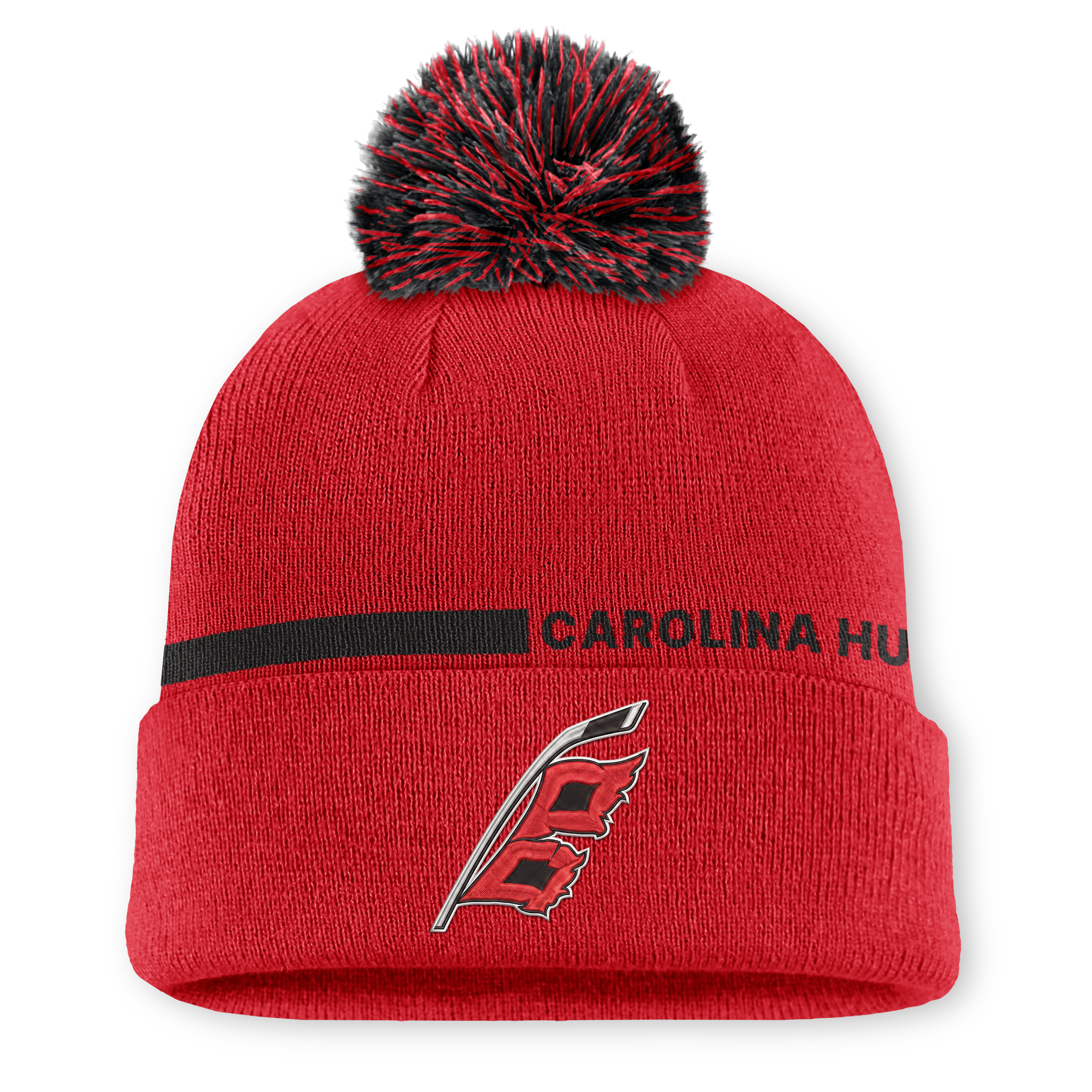 Men's Fanatics Red Carolina Hurricanes Authentic Pro Alternate Cuffed Knit Hat with Pom