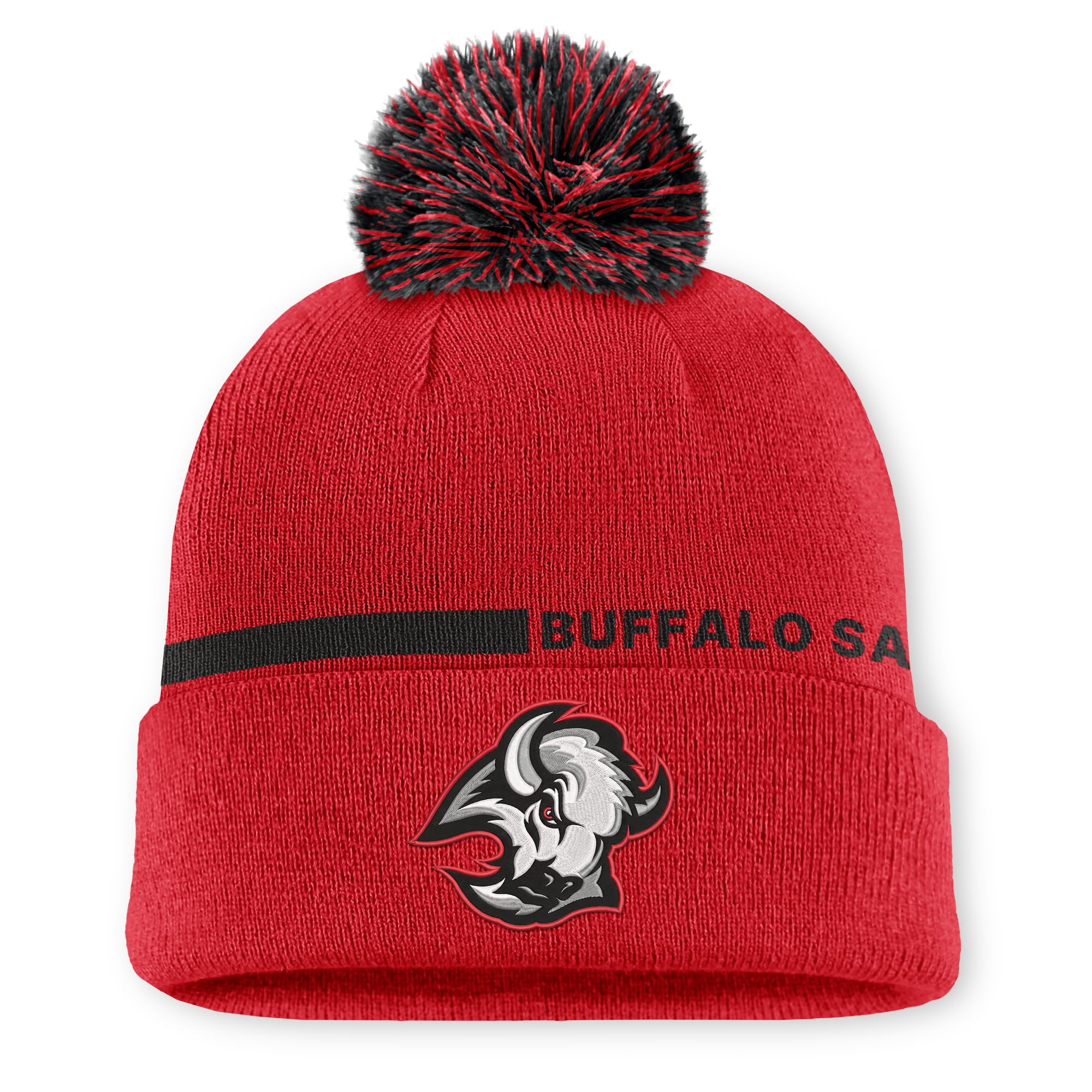Men's Fanatics Red Buffalo Sabres Authentic Pro Alternate Cuffed Knit Hat with Pom