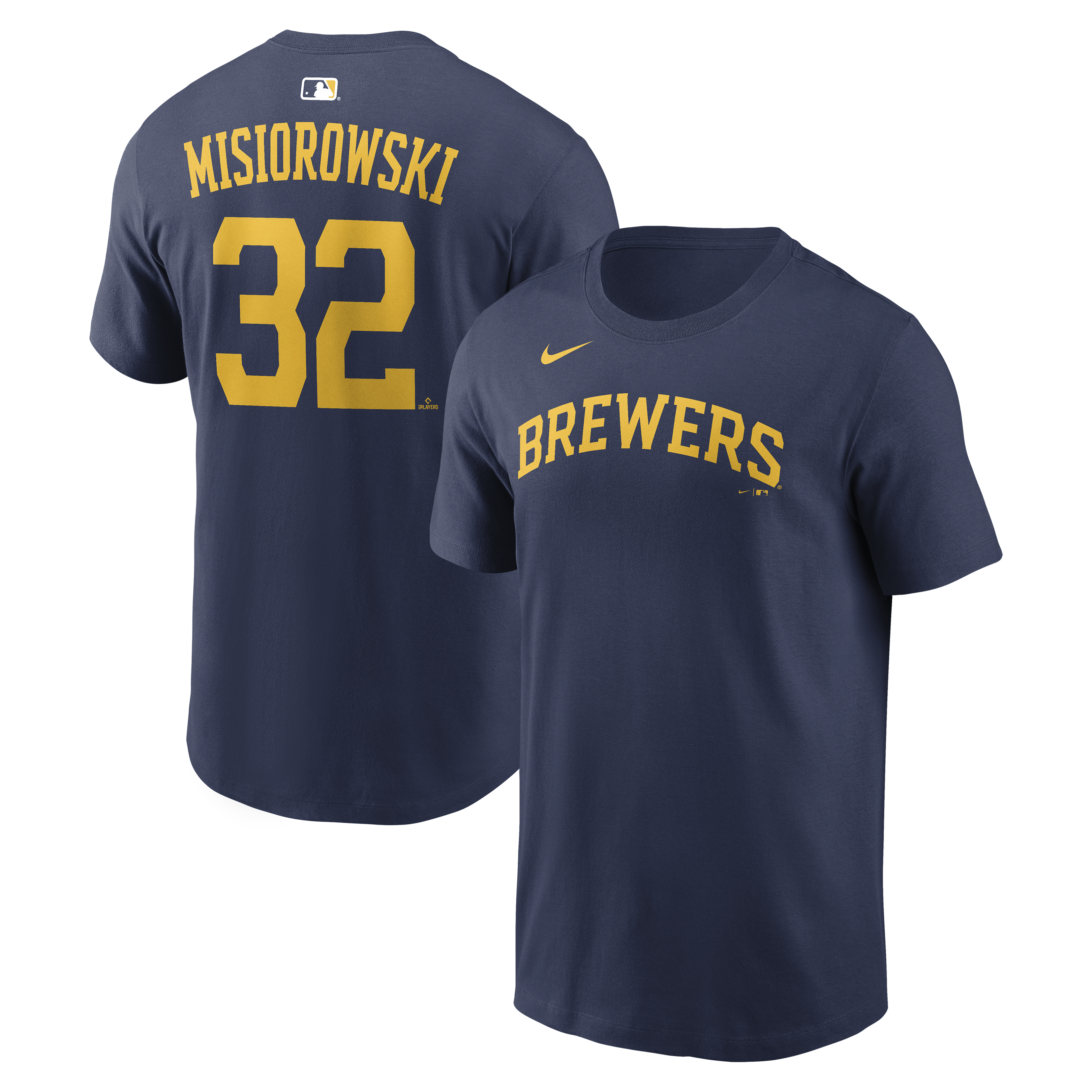 Men's Nike Jacob Misiorowski Navy Milwaukee Brewers Alternate Name & Number T-Shirt