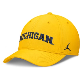Men's Jordan Brand Maize Michigan Wolverines Letter Rise SwooshFlex Dri-FIT Hat