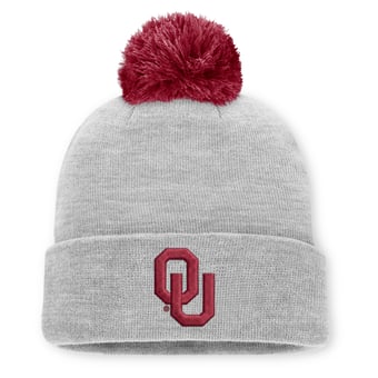 Unisex Jordan Brand Heather Gray Oklahoma Sooners Primetime Script Cuffed Knit Hat with Pom