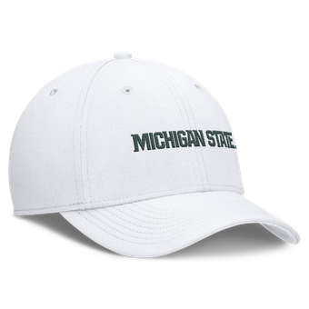 Men's Nike White Michigan State Spartans Letter Rise SwooshFlex Dri-FIT Hat