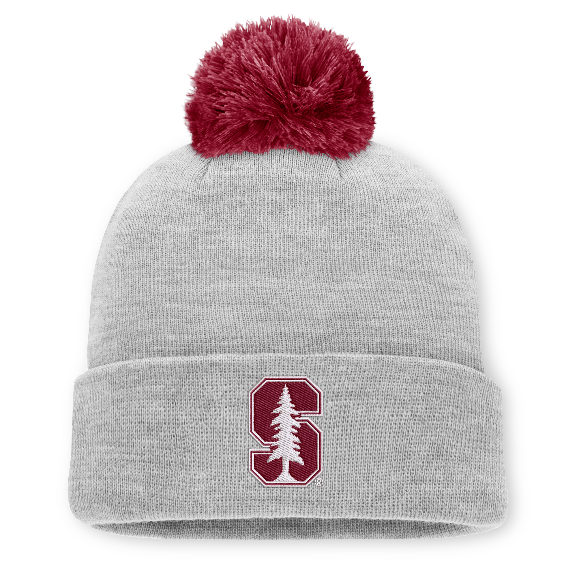 Unisex Nike Heather Gray Stanford Cardinal Primetime Script Cuffed Knit Hat with Pom