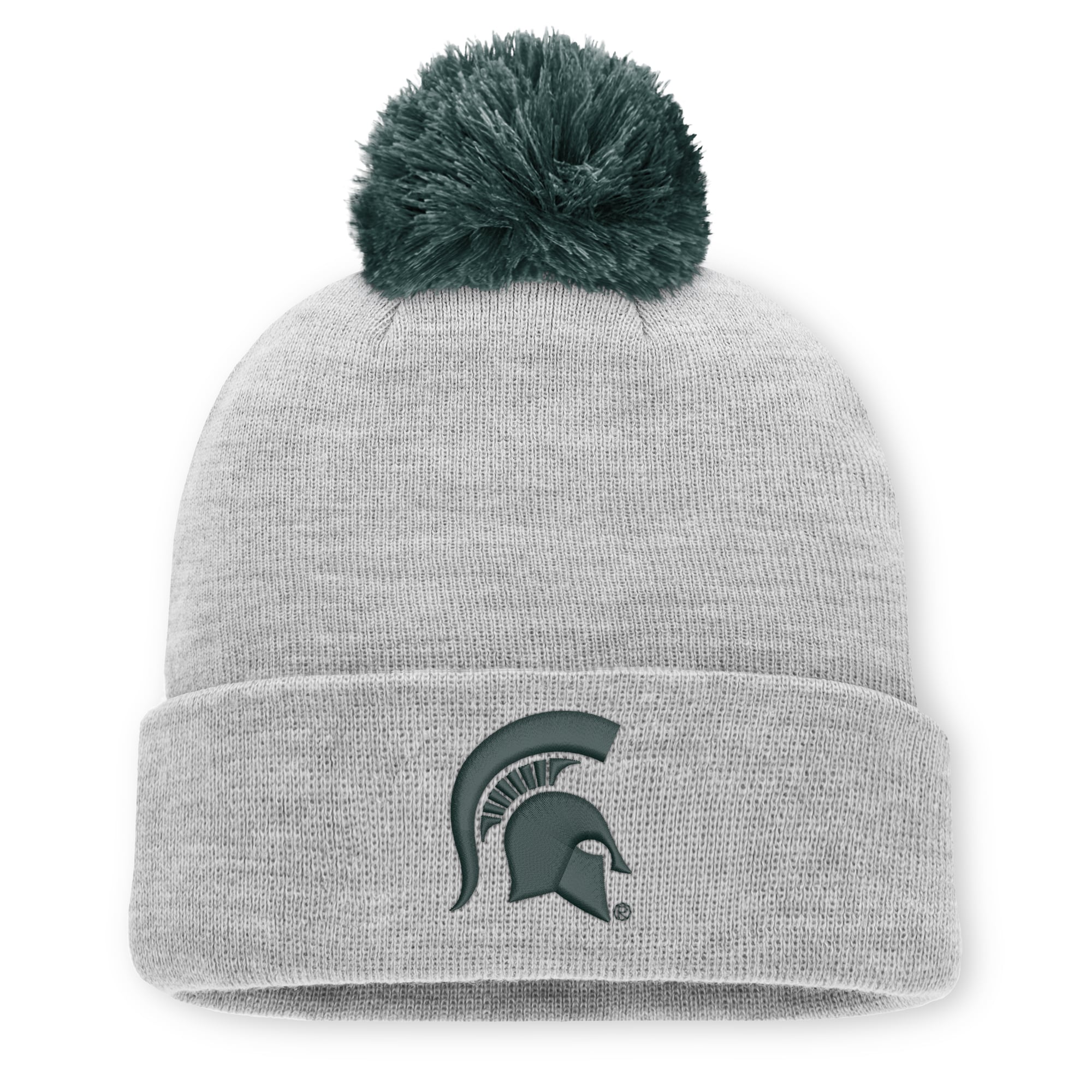 Unisex Nike Heather Gray Michigan State Spartans Primetime Script Cuffed Knit Hat with Pom