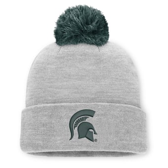 Unisex Nike Heather Gray Michigan State Spartans Primetime Script Cuffed Knit Hat with Pom