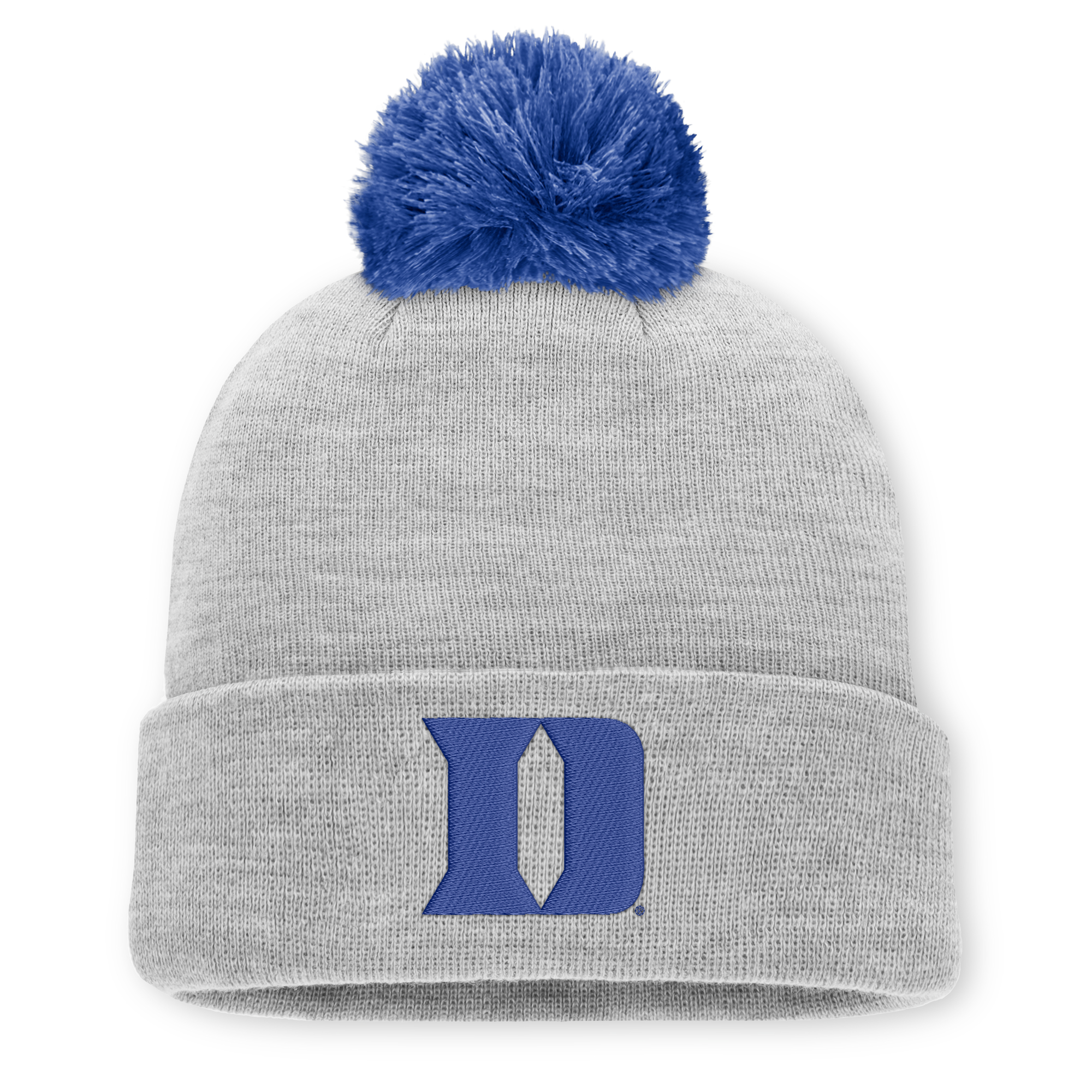 Unisex Nike Heather Gray Duke Blue Devils Primetime Script Cuffed Knit Hat with Pom