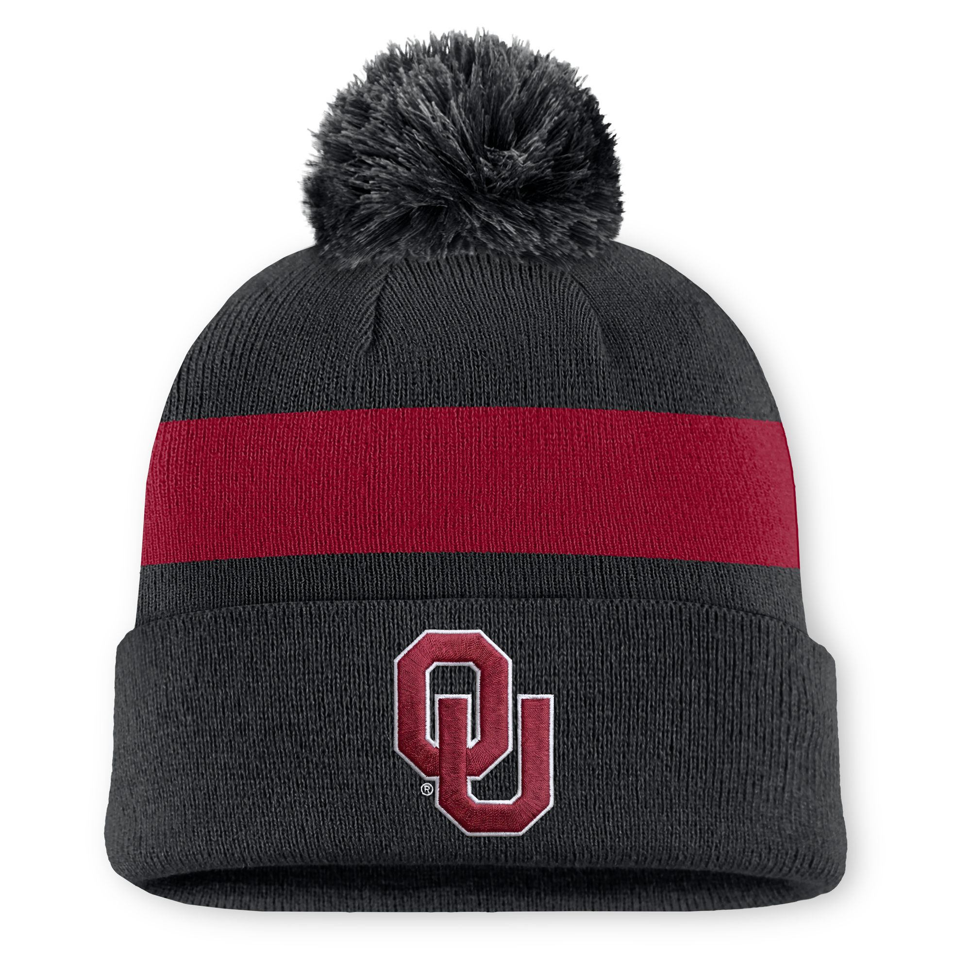 Unisex Jordan Brand Black Oklahoma Sooners Primetime Stripe Cuffed Knit Hat with Pom