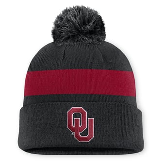 Unisex Jordan Brand Black Oklahoma Sooners Primetime Stripe Cuffed Knit Hat with Pom