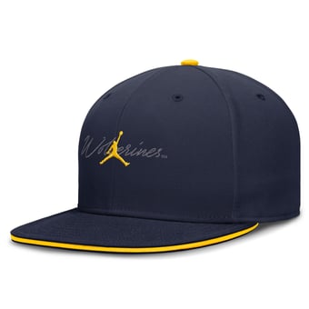 Men's Jordan Brand Navy Michigan Wolverines Dri-FIT Primetime Script Fitted Hat