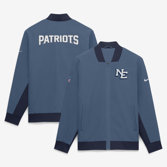 Men's Nike  Blue New England Patriots Rivalries Collection Sideline Bomber Jacket