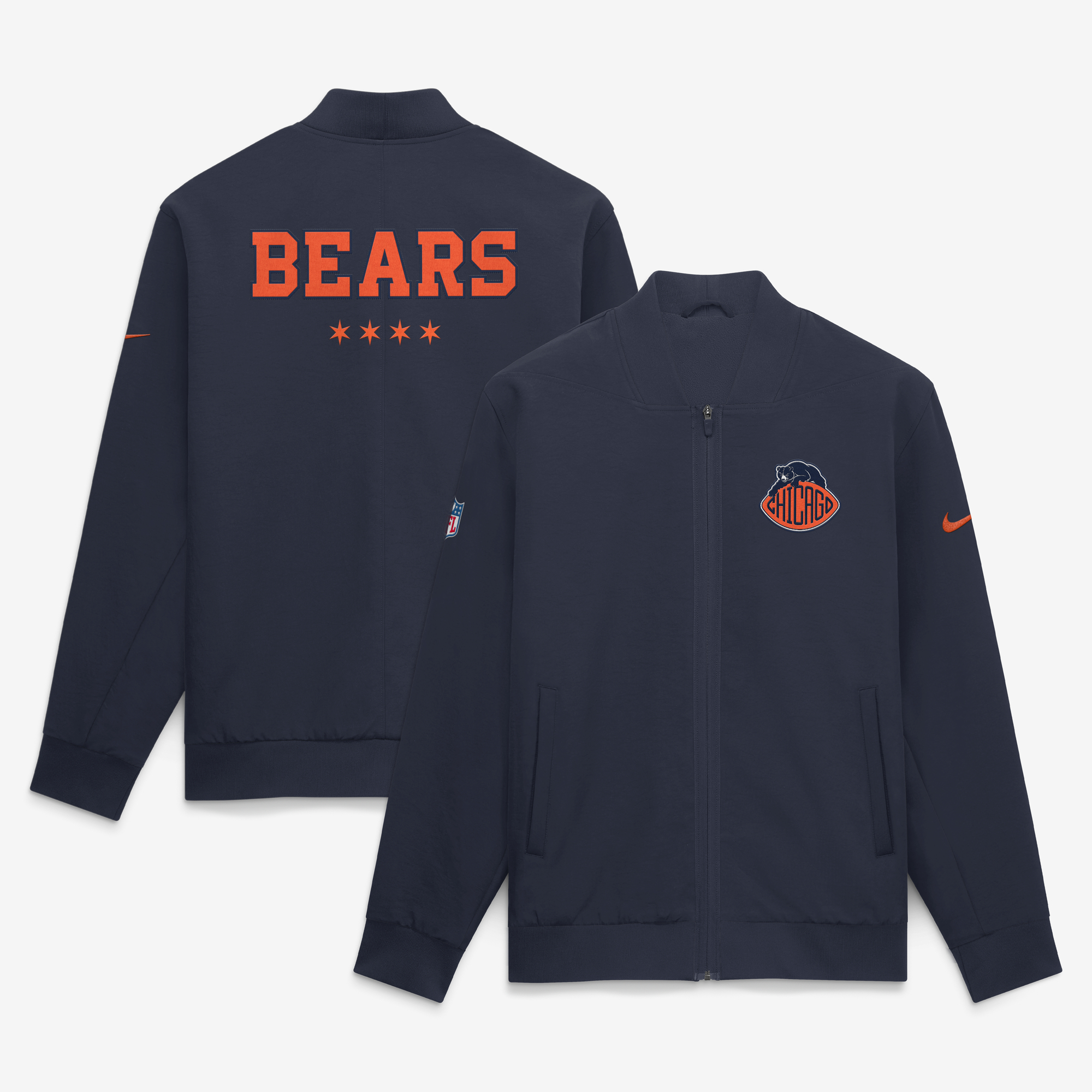 Men's Nike  Navy Chicago Bears 2026 Rivalries Collection Sideline Bomber Jacket