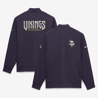 Men's Nike  Purple Minnesota Vikings 2026 Rivalries Collection Sideline Bomber Jacket