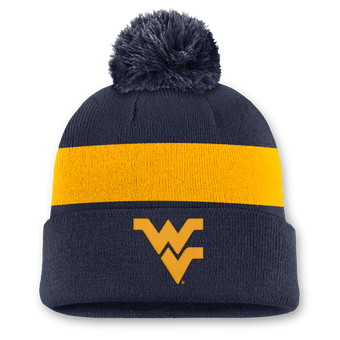 Unisex Nike Navy West Virginia Mountaineers Primetime Stripe Cuffed Knit Hat with Pom