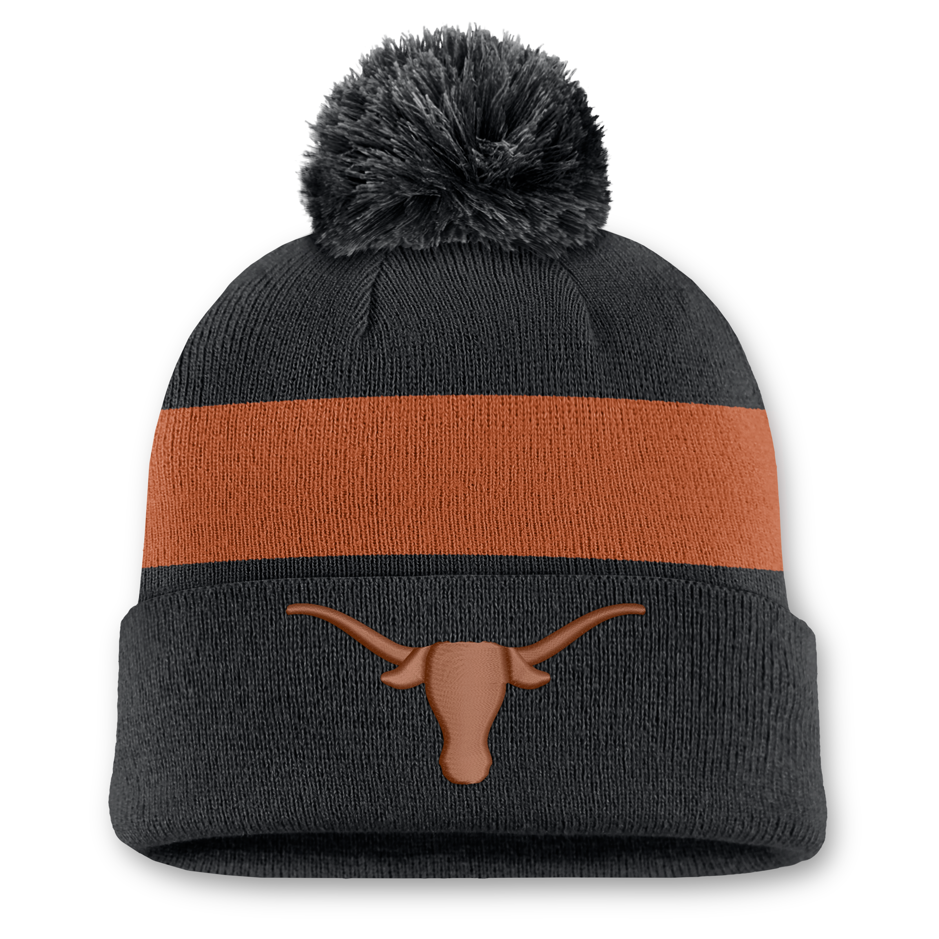 Unisex Nike Black Texas Longhorns Primetime Stripe Cuffed Knit Hat with Pom