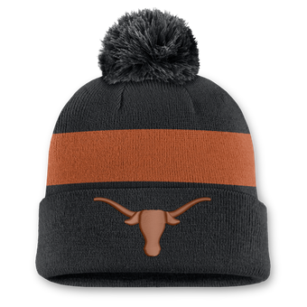 Unisex Nike Black Texas Longhorns Primetime Stripe Cuffed Knit Hat with Pom