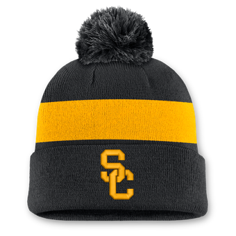 Unisex Nike Black USC Trojans Primetime Stripe Cuffed Knit Hat with Pom