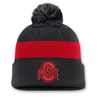 Unisex Nike Black Ohio State Buckeyes Primetime Stripe Cuffed Knit Hat with Pom